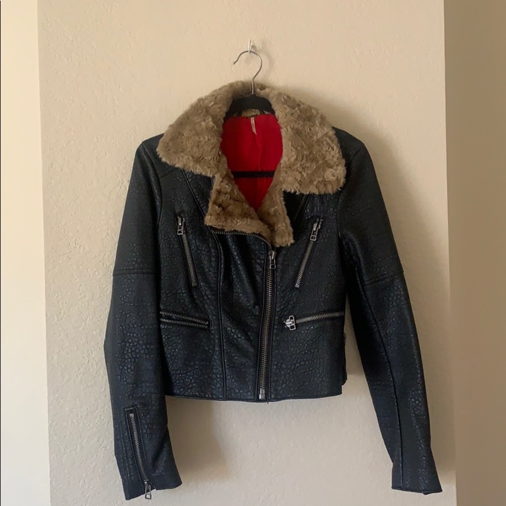 Free People Faux Leather/ Fur Jacket
